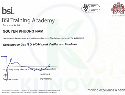 Certification of Completion Greenhouse Gas ISO 14064 Lead Verifier and Validator 
